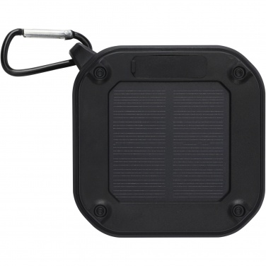Logotrade ärikingituse foto: Solo 3W IPX5 RCS taaskasutatud plastikust päikeseenergia Bluetooth® kõlar karabiiniga 