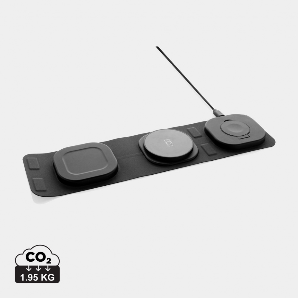 Logo trade reklaamkingitused foto: Swiss Peak RCS rplastist kolm-ühes juhtmevaba 15W reisilaadija