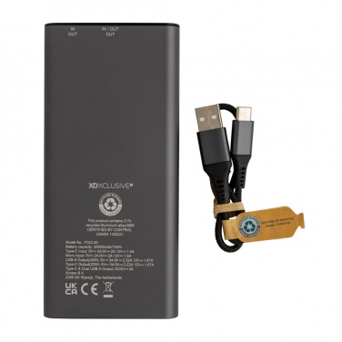 Logotrade reklaamkingituse foto: Terra RCS taaskasutatud 20 W alumiiniumist akupank 20 000 mAh