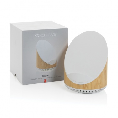 Logotrade reklaamkingitused pilt: Ovate bambusest 5W kõlar koos 15W juhtmevaba laadijaga