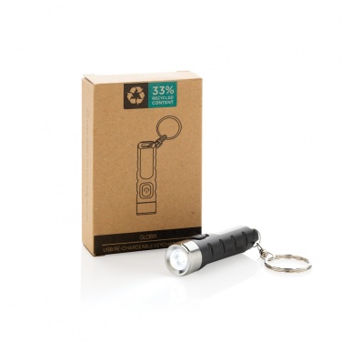 Logotrade ärikingitused pilt: Globix RCS taaskasutatud plastist USB taaslaetav võtmehoidja taskulamp