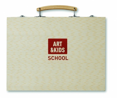 Logo trade meened foto: Kunstniku komplekt puidust karbis