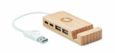 Logotrade meene foto: Bambusest USB 4 pordiga jaotur