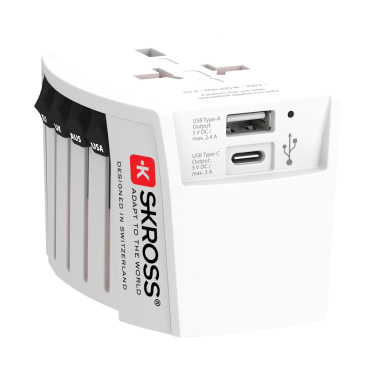 Logo trade reklaamtooted foto: SKROSS World Travel Adapter MUV 2-pooluseline USB A ja C-ga