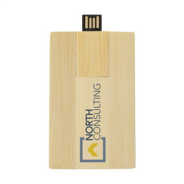 Logo trade firmakingi pilt: Krediitkaardikujuline mälupulk bambusest 64 GB