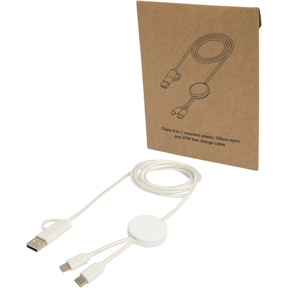 Logotrade meene foto: Citala 5-in-1 taaskasutatud plastist 150 cm kiirlaadimiskaabel