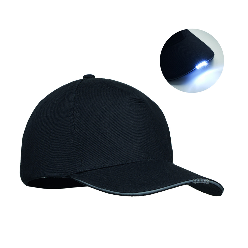Logotrade firmakingi foto: LUZCAP 5 paneeliga LED puuvillane müts 220gr/m²