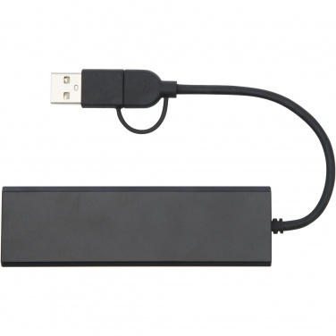 Logotrade mainostuotet kuva: Rise RCS-kierrätetystä alumiinista valmistettu USB 2.0 -keskitin