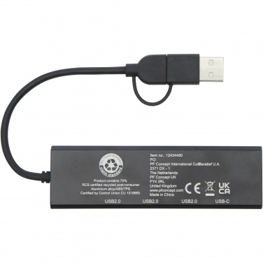Logotrade mainoslahjat kuva: Rise RCS-kierrätetystä alumiinista valmistettu USB 2.0 -keskitin