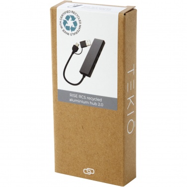 Logotrade mainostuote tuotekuva: Rise RCS-kierrätetystä alumiinista valmistettu USB 2.0 -keskitin