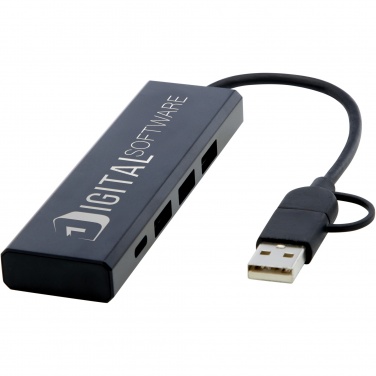 Logotrade liikelahja mainoslahja kuva: Rise RCS-kierrätetystä alumiinista valmistettu USB 2.0 -keskitin
