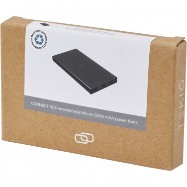 Logo trade liikelahja mainoslahja tuotekuva: Connect 5 000 mAh:n varavirtalähde RCS-kierrätetystä alumiinista