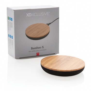 Logo trade mainoslahjat ja liikelahjat kuva: Langaton, 5 W:n Bamboo X -laturi