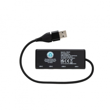 Logo trade mainostuote kuva: Link RCS kaksoistulo USB-hub kierrätysmuovia ja bambua
