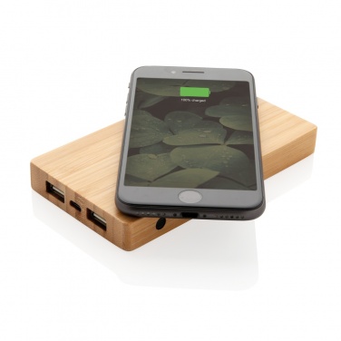 Logotrade mainoslahja ja liikelahja kuva: Bamboo 4000 mAh:n langaton 5W varavirtalähde