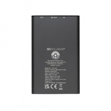 Logotrade mainoslahja ja liikelahja kuva: Terra RCS alumiininen 5000 mAh 5w langaton varavirtalähde