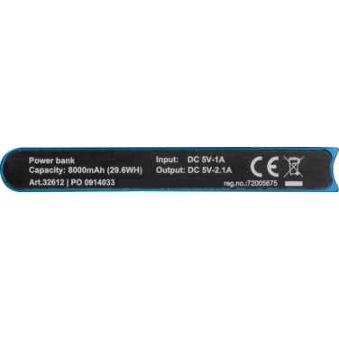 Logotrade mainostuote tuotekuva: Virtapankki 8 000 mAh WOLFSBERG