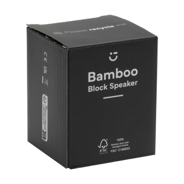 Logo trade liikelahja mainoslahja tuotekuva: Bamboo Block -kaiutin langattomalla laturilla