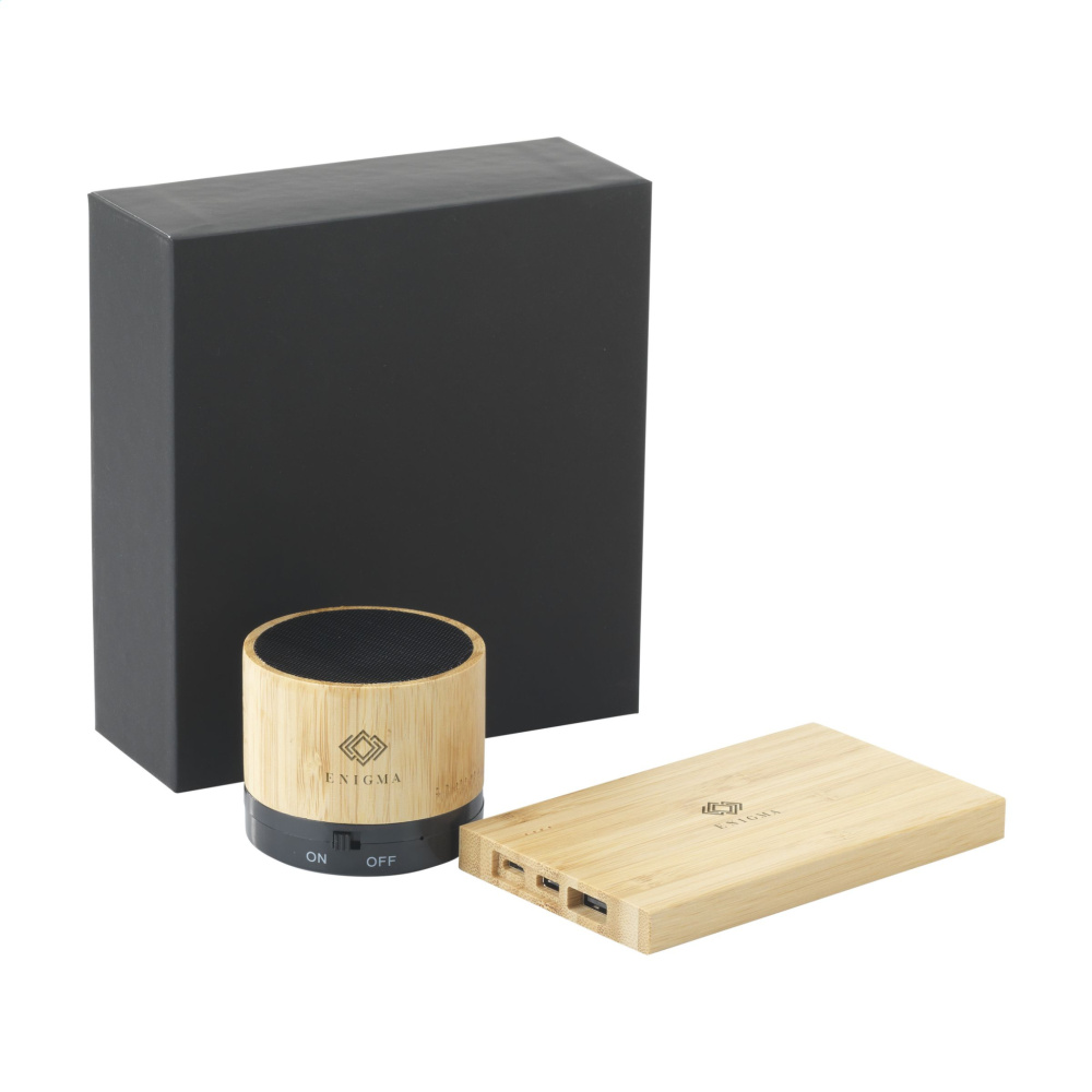 Logo trade liikelahjat mainoslahjat kuva: PowerBox Bamboo lahjasetti