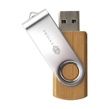 Logo trade mainostuotet tuotekuva: USB Twist Bamboo varastossa 32 Gt