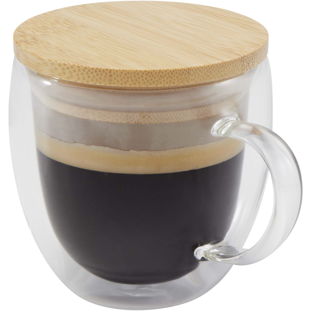 Logotrade mainoslahja tuotekuva: Lenora 250 ml:n lasikuppi bambukannella