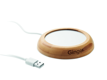 Logo trade mainoslahja ja liikelahja tuotekuva: Bambuinen mukilämmitin USB:llä