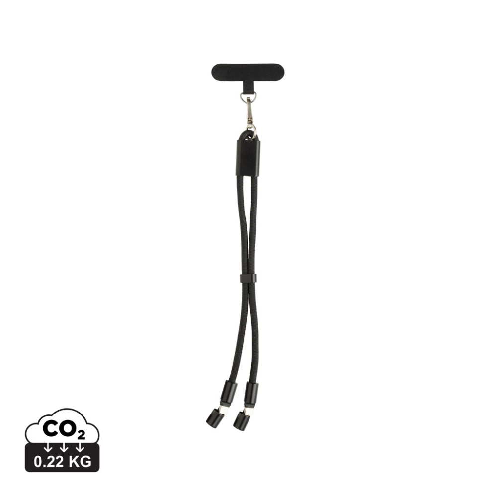 Logo trade mainoslahja ja liikelahja tuotekuva: LoopAmp RCS RPET - puhelinrannehihna 60 W:n kaapelilla