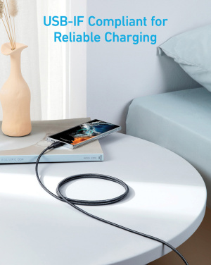 Logotrade mainostuote tuotekuva: Anker USB-C–USB-C-kaapeli, 1,8 metriä, 60 W