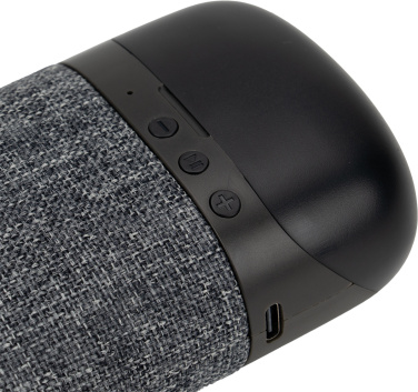 Logo trade mainoslahja ja liikelahja tuotekuva: Bluetooth-kaiutin HF01 sisäänrakennetuilla nappikuulokkeilla 2-in-1