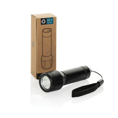 Logo trade liikelahjat mainoslahjat kuva: Flara RCS -kierrätysmuovinen USB-ladattava taskulamppu