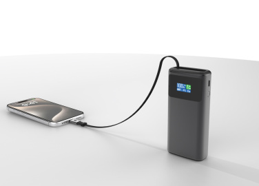 Logo trade mainoslahja ja liikelahja tuotekuva: Quantum RCS PD45W nopea 10 000 mAh -varavirtalähde näytöllä