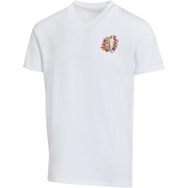 Logo trade mainoslahja kuva: Balfour lyhythihainen, OCS-sertifioitu V-aukkoinen unisex-t-paita 200 g/m²:n kankaasta