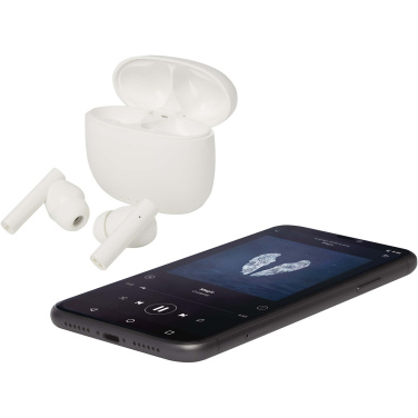 Logotrade reklaminiai produktai nuotrauka: „Alterf“ perdirbto plastiko „True Wireless Bluetooth®“ ausinės su silikoniniais ausų antgaliais