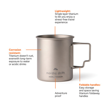 Logotrade verslo dovanos nuotrauka: „Nordic Drift Trail Ultra Light Titanium“ 450 ml puodelis