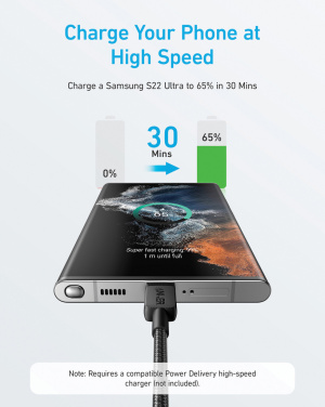 Logotrade logo dāvanas foto: Anker USB-C uz USB-C kabelis 1,8 metri 60 W