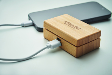 Логотрейд pекламные cувениры картинка: TWS earbuds in bamboo case