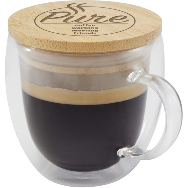 Лого трейд pекламные cувениры фото: Стеклянная кружка Lenora емкостью 250 мл с бамбуковой крышкой