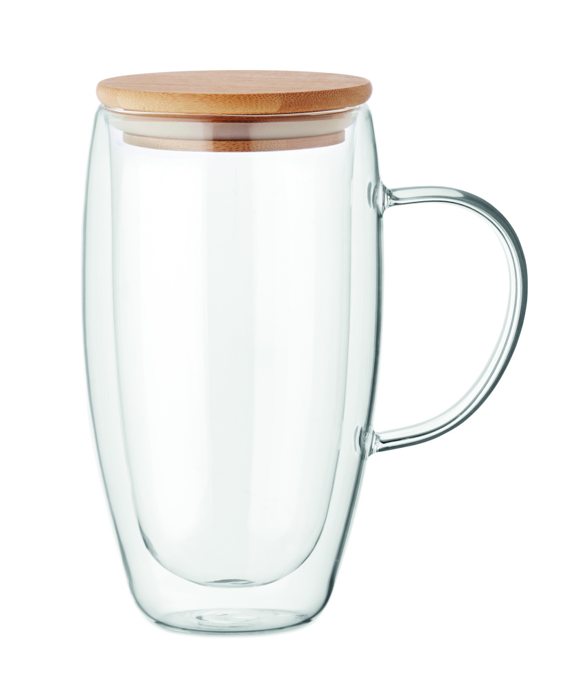Лого трейд бизнес-подарки фото: Double wall glass mug 450ml
