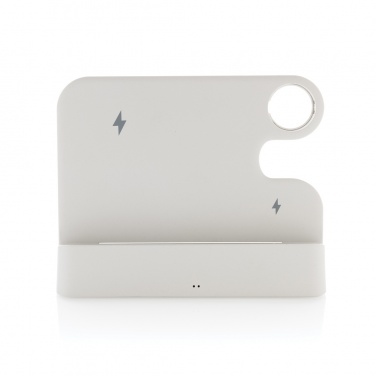 Logotrade kampanjprodukter bild: Joltz dubbel 15W-laddare i RCS rplast, med plats för iWatch