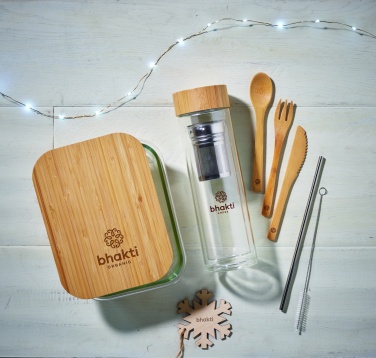 Logotrade presentreklam bild: Lunchbox i glas/bambu