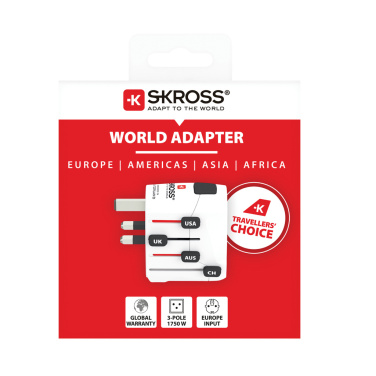 Logotrade reklamprodukter bild: SKROSS Pro 3-polig världsreseadapter