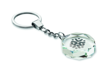Logotrade profilprodukter bild: Rund nyckelring i glas
