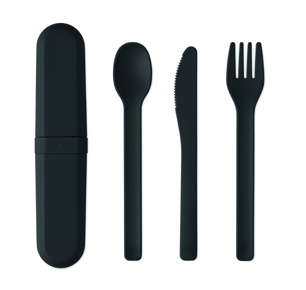 Logotrade reklamprodukter bild: Bestickset och fodral i PLA