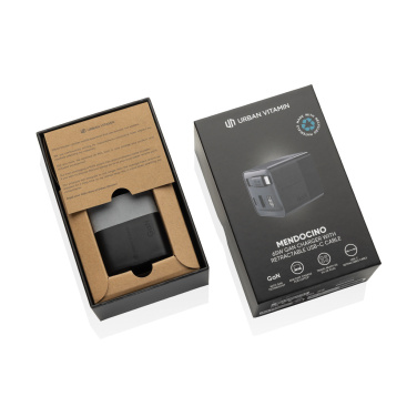 Logotrade kampanjprodukter bild: Urban Vitamin Mendocino 65W GaN-laddare med utdragbar kabel